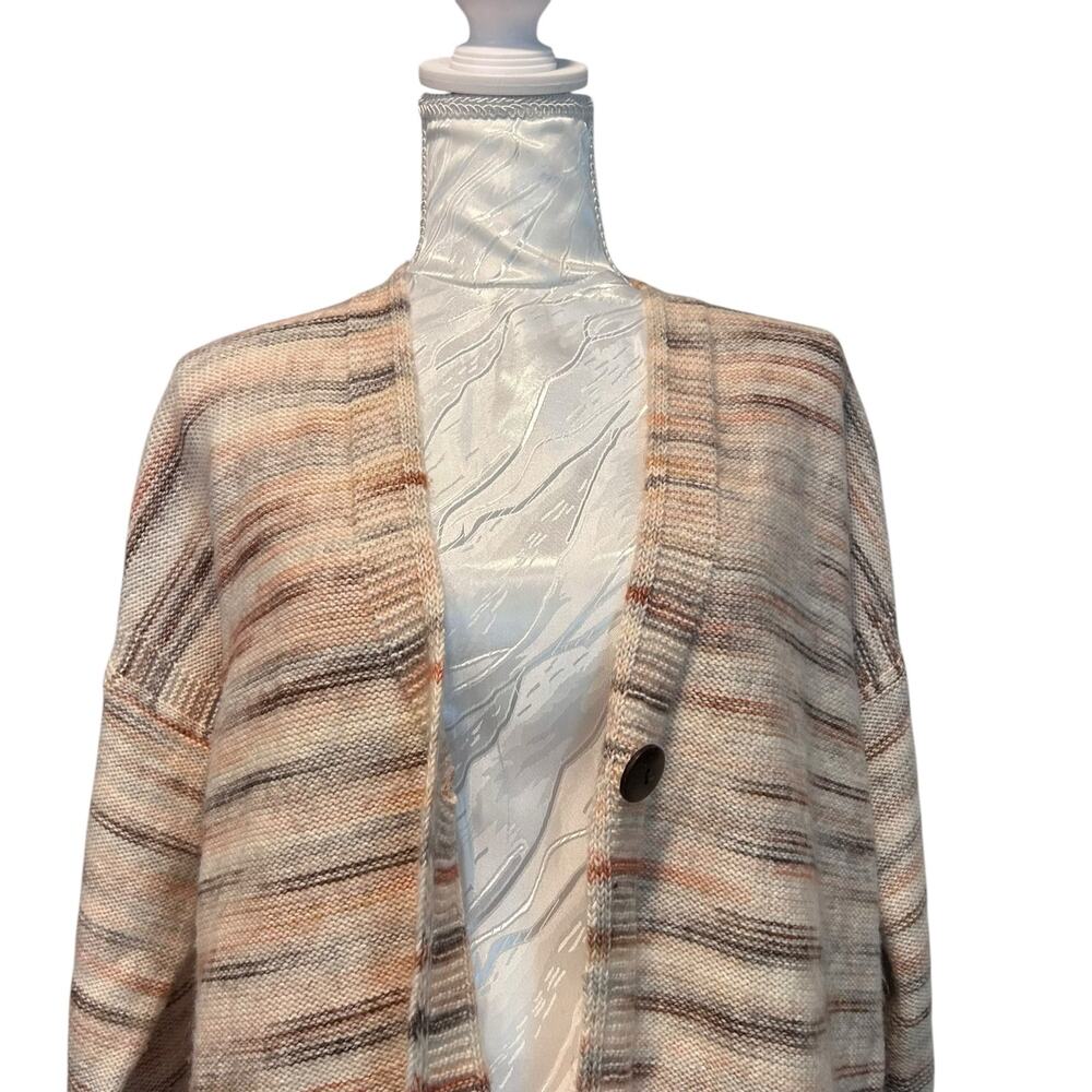 PureJill Cream Stipe Cardigan Womens Sz Small Cotton Blend Sweater One Button - Picture 5 of 16